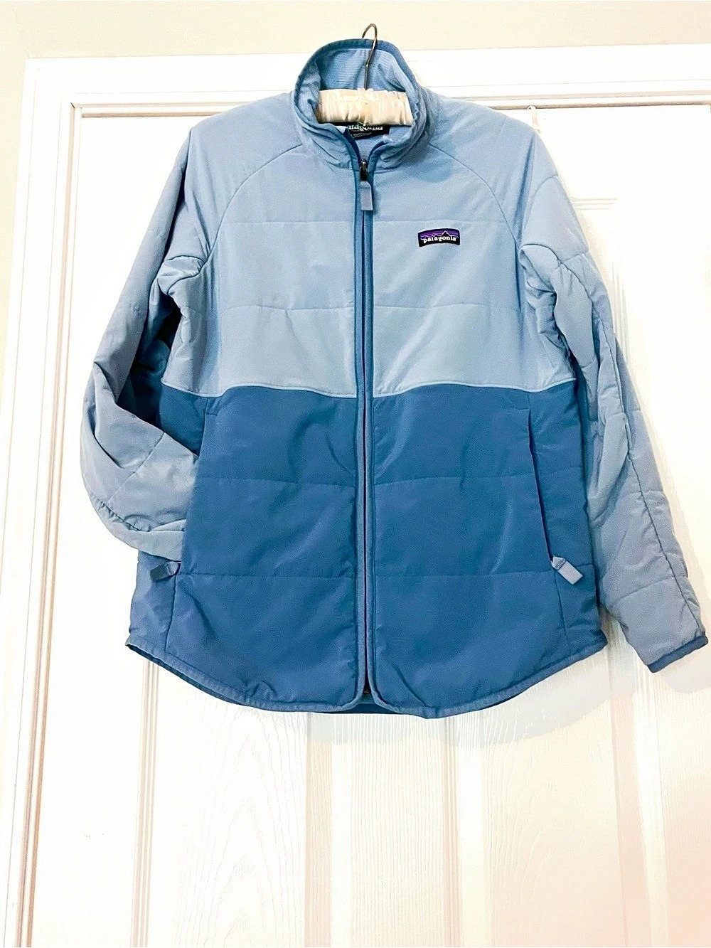 Patagonia Jacket Women's Color Block Puffer Blue Size Large